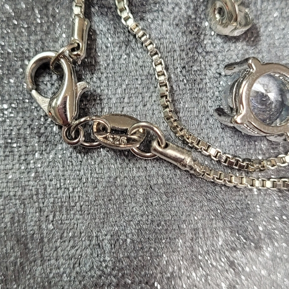 925S 18" Zircon Necklace with matching earrings - Picture 11 of 11